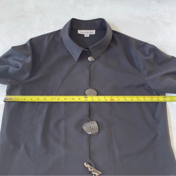 Caroline Rose Jacket Womens Lagenlook Unique Button 3/4 Sleeves Black Size 1X - Picture 5 of 9